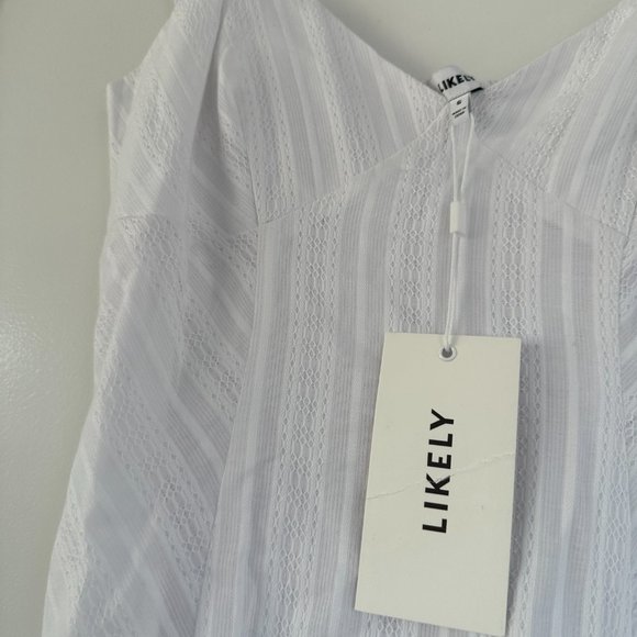 NWT Likely Mina Sleeveless Mini Dress Cotton Embroidered Fabric Sz 6 White - Picture 9 of 11